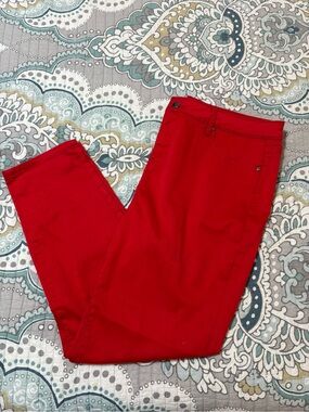 Ladies Red Pants - Slim Straight Fit